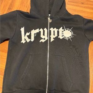 Kids Black Zip-Up Hoodie with Logo